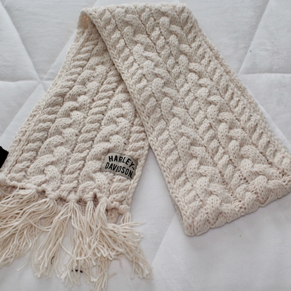 Harley Davidson Cream Women’s Cable Knit Scarf